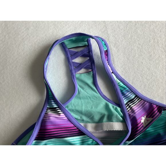 ZeroXposur Girls Sunrise Tankini Top in Pansy Size 14 Plus Multicolor Striped - Picture 4 of 7